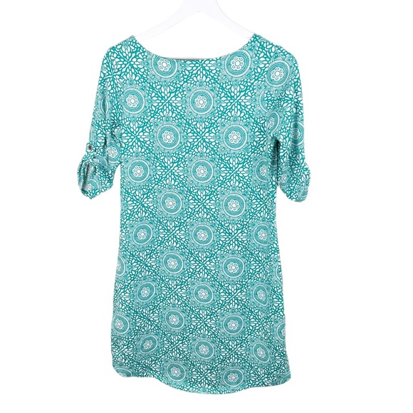 Lola Activewear Dress Green White Floral Medallion Print Women's Size Medium - Picture 2 of 6